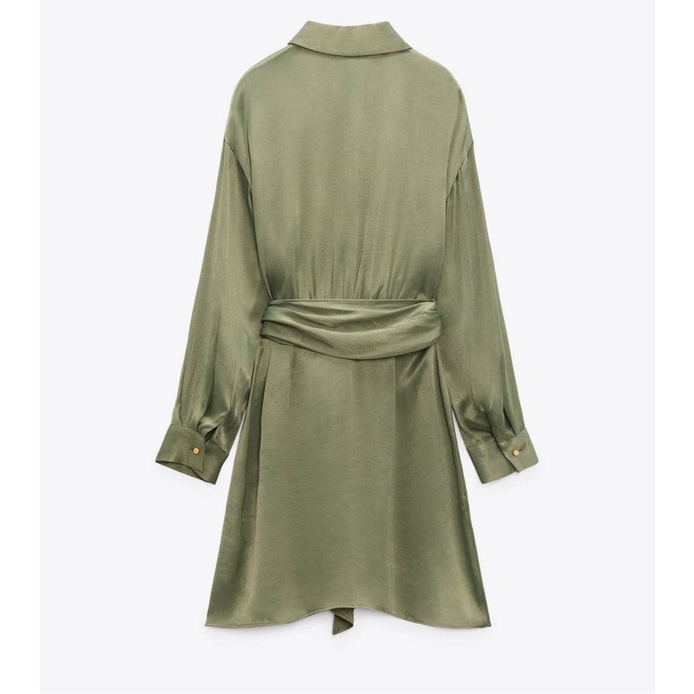 Zara belted satin effect mini dress - Picture 3 of 9
